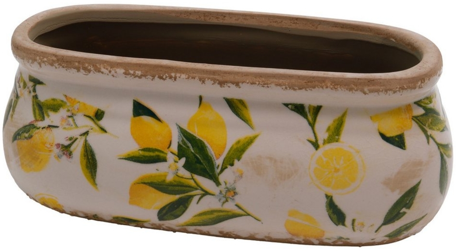 Clayre & Eef Blumentopf Clayre & Eef Blumentopf „Zitrone“ – Gelb, Oval, 23 x 10 x 9 cm, Keramik Bild 1