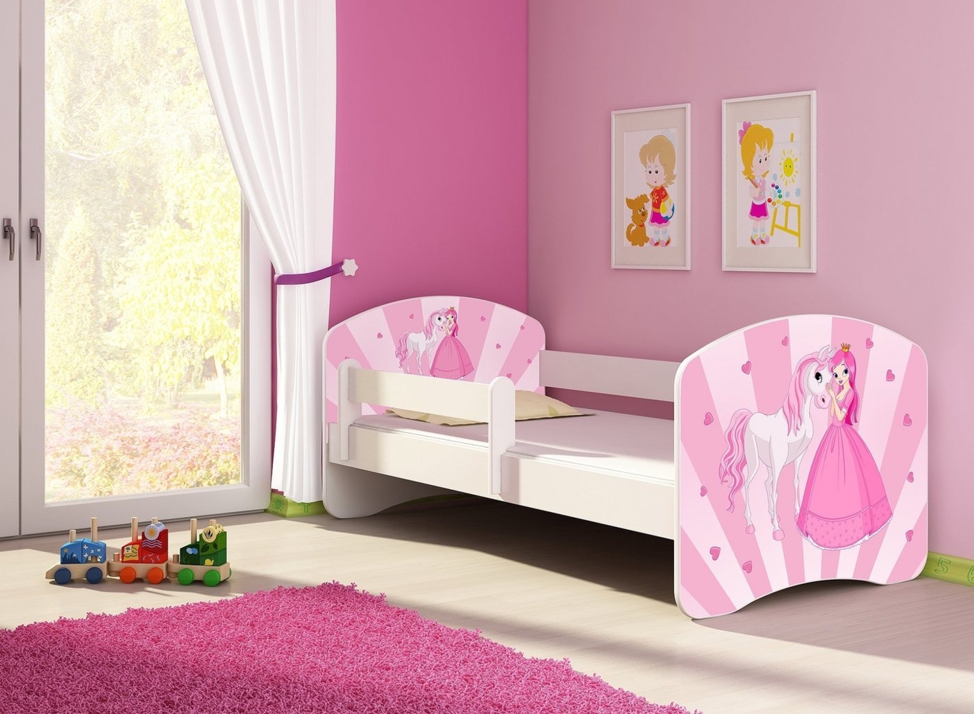 Clamaro Kinderbett (Kinderbett, Babybett 70x140, 80x160, 80x180 cm Juniorbett, Kind, Motiv, Schublade CLAMARO) Bild 1