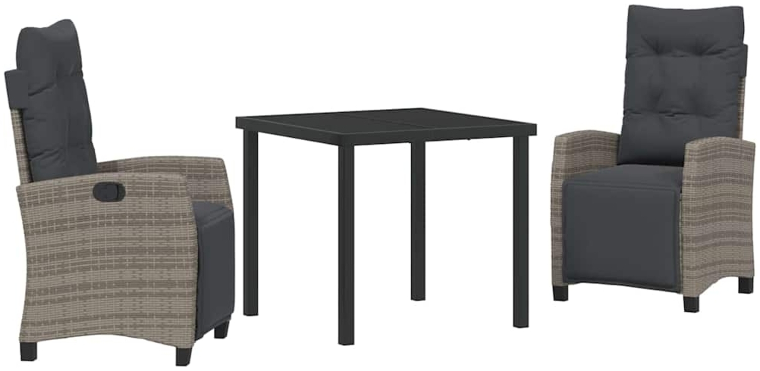vidaXL Garten Essgruppe 3 pcs Grau Poly-Rattan 3380435 Bild 1