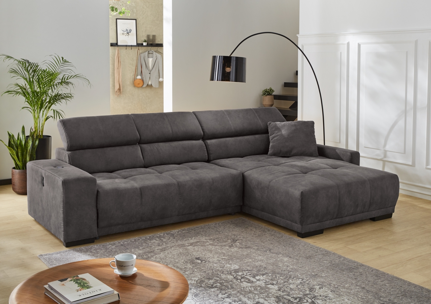 Job 'Le Mans KPL' Wohnlandschaft, Microfaser bedruckt dunkelgrau Bild 1