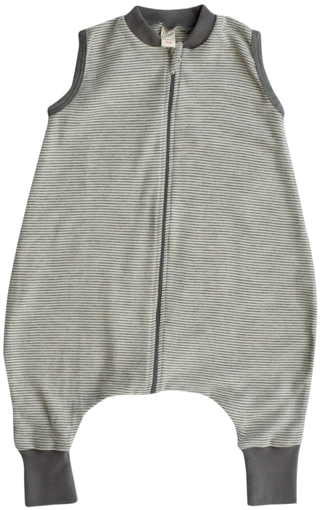 Lilano, Schlafsack mit Bein, geringelt, Merinowolle (kbT), Seide, 210 g/m² (Hellgrau/Natur, 74-80) Bild 1