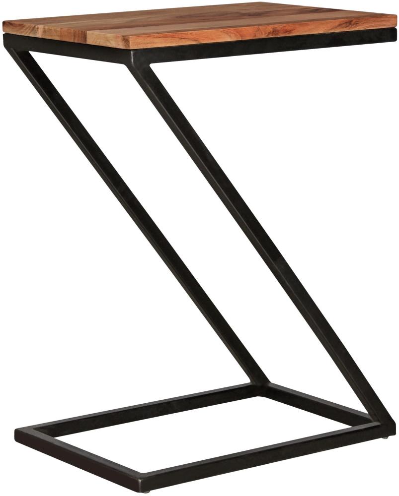 Wohnling 'Olaka Z-Form' Beistelltisch, massives Sheeshamholz/Metall natur/schwarz, 45x32 cm Bild 1