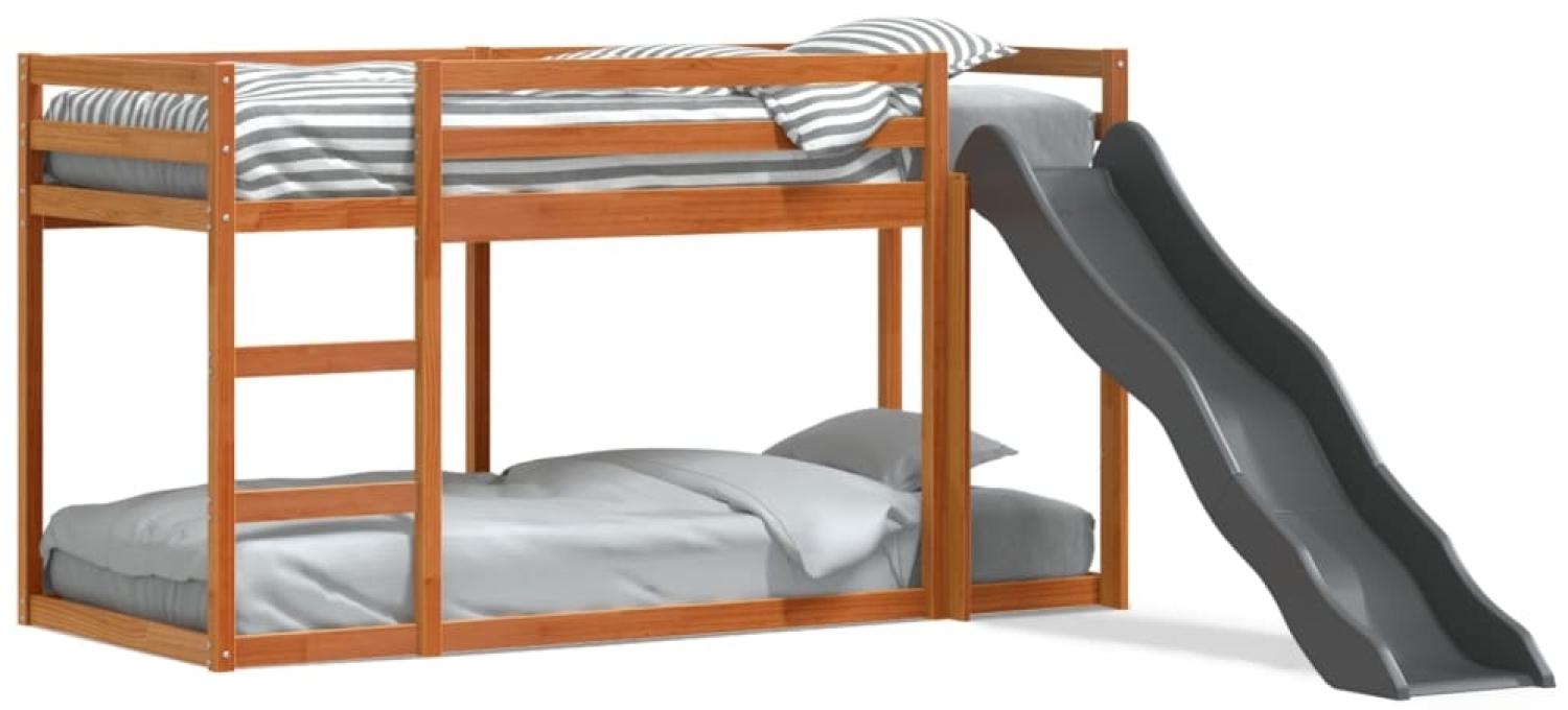 vidaXL Etagenbett mit Rutsche & Leiter Wachsbraun 75x190cm Kiefernholz 3284250 Bild 1