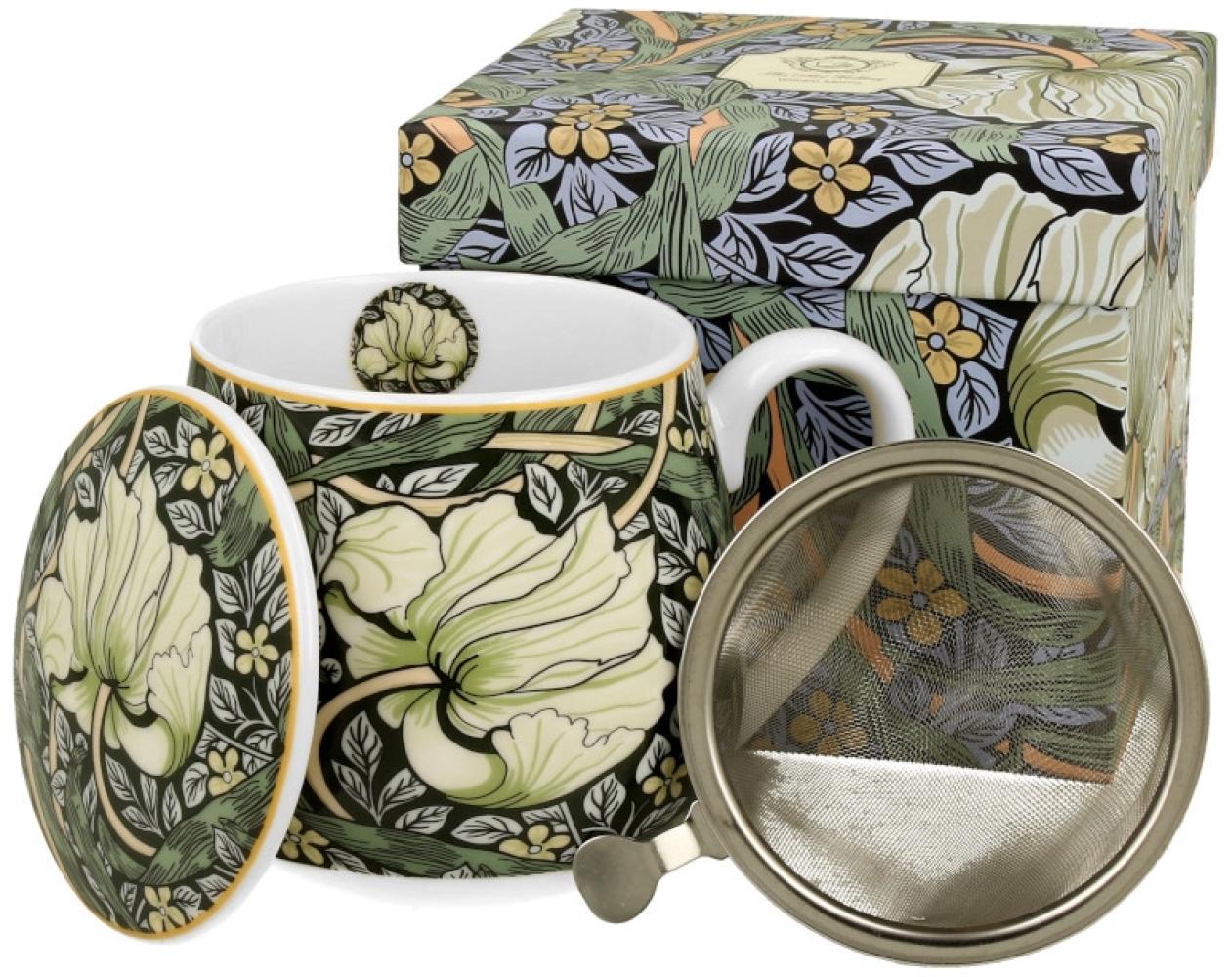 DUO ART GALLERY Fassbecher 430 ml PIMPERNEL mit Teesieb, New Bone China Porzellan Bild 1