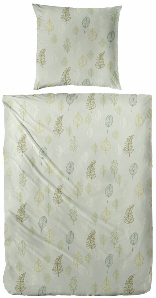 Biber Bettwäsche Blätter 155x220 cm grün Bild 1
