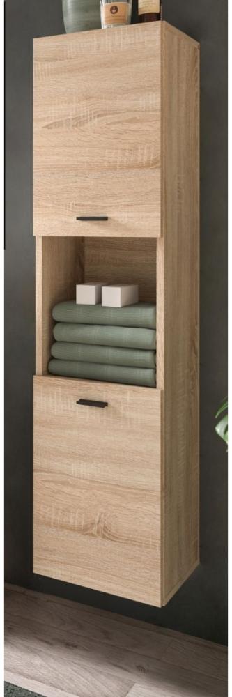 Badezimmer Midischrank Lowell in Eiche 30 x 125 cm Bild 1