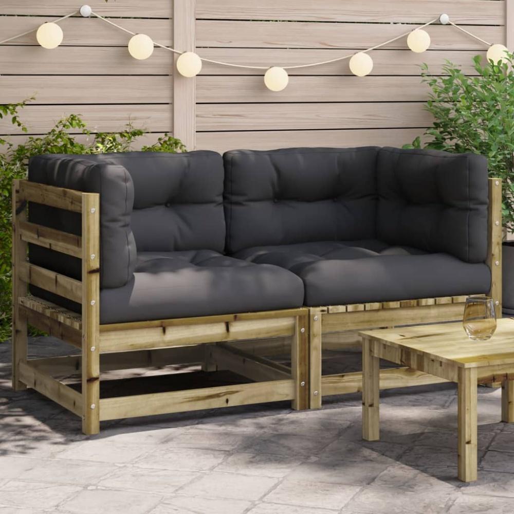 vidaXL Garten-Ecksofas mit Kissen 2 Stk. Kiefernholz Imprägniert 838076 Bild 1