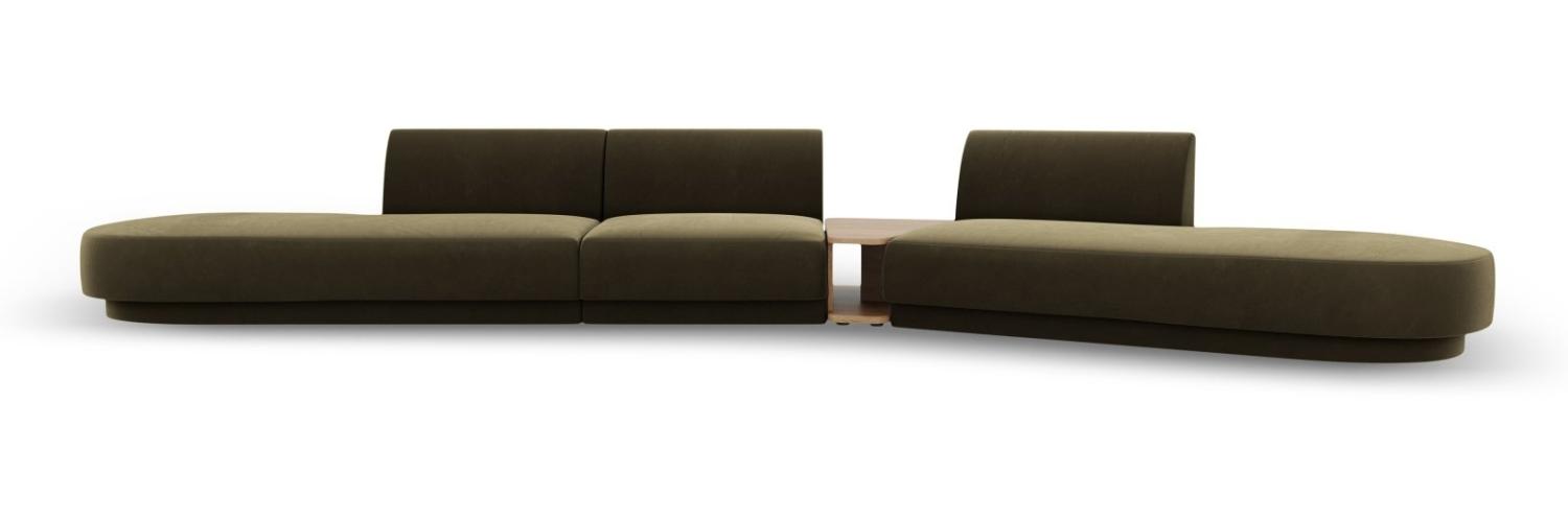 Micadoni Modulares Sofa Miley 5-Sitzer ohne Armlehnen Rechts Samtstoff Grün Bild 1