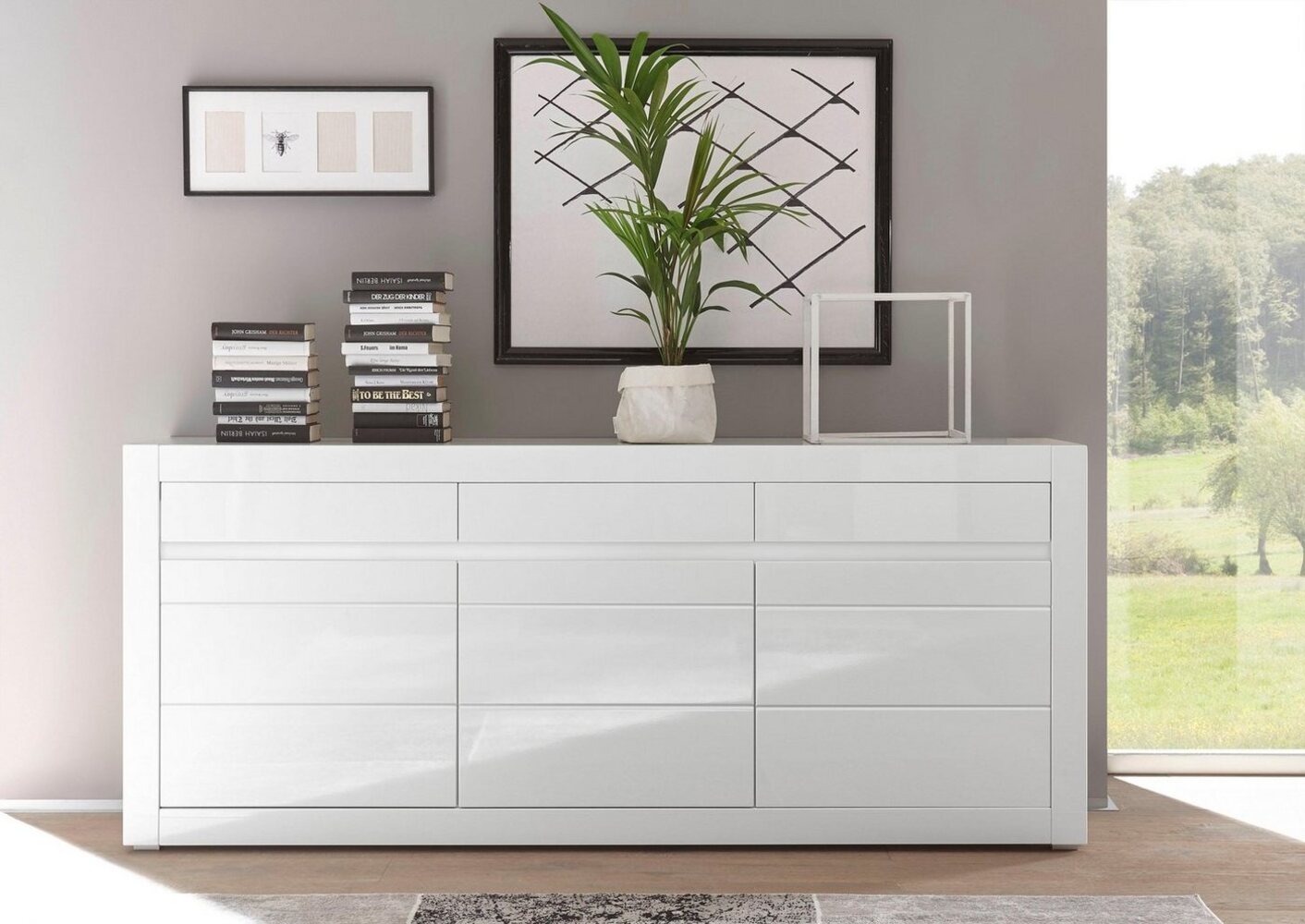 INOSIGN Sideboard Carat, Breite 217 cm, wird mit zwei Leisten angeliefert, 1 x grau, 1 x weiss Bild 1