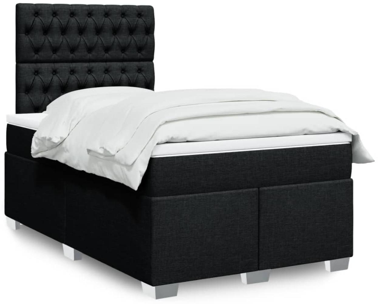 vidaXL Boxspringbett mit Matratze Schwarz 120x200 cm Stoff 3292764 Bild 1