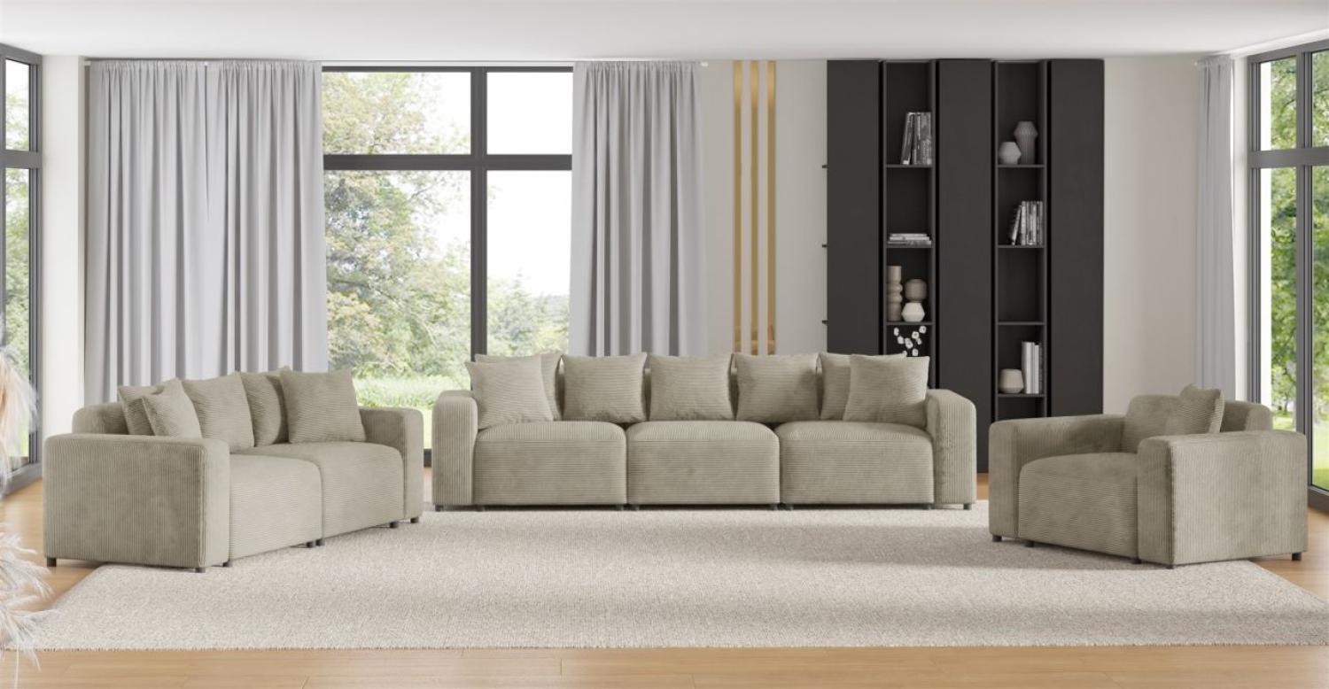 Sofaset Designersofas MEGAN 3-2-1 in Stoff Poso Beige Bild 1