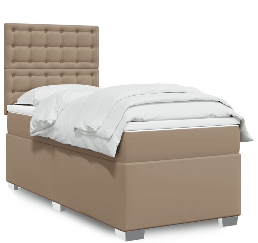 vidaXL Boxspringbett mit Matratze Cappuccino-Braun 90x190cm Kunstleder 3290703 Bild 1