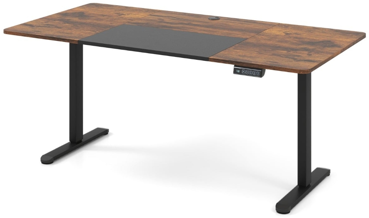 Elektrischer Stehschreibtisch 140 x 70 cm höhenverstellbarer Schreibtisch ergonomischer Sitz-Steh-Schreibtisch Braun Bild 1