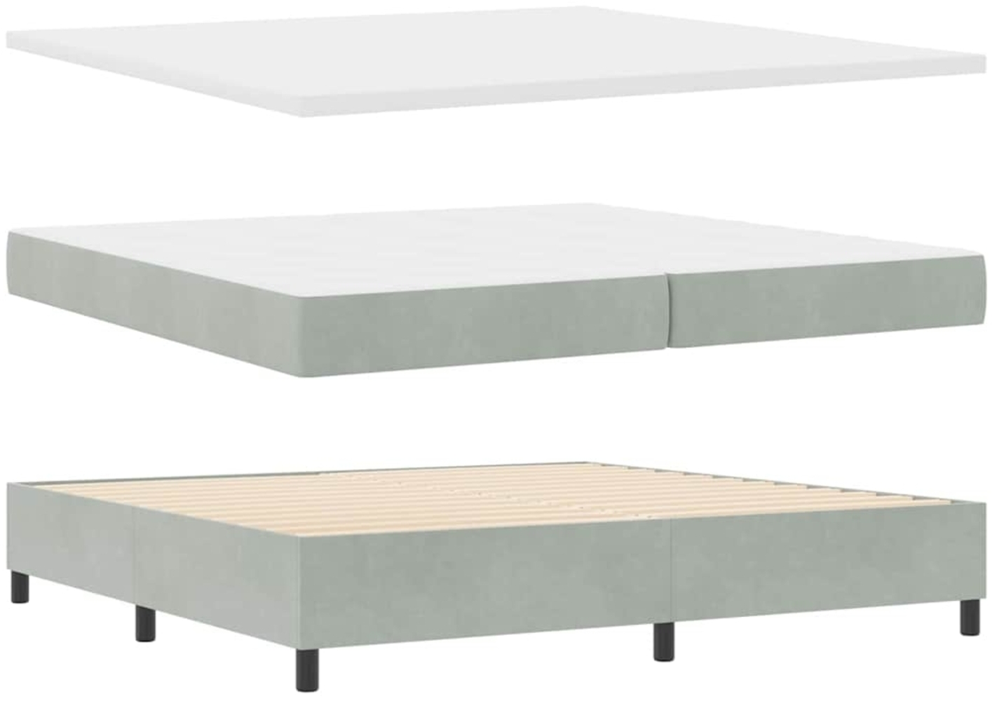 vidaXL Boxspringbett mit Matratze Hellgrau 200 x 200 cm Samt 3344468 Bild 1