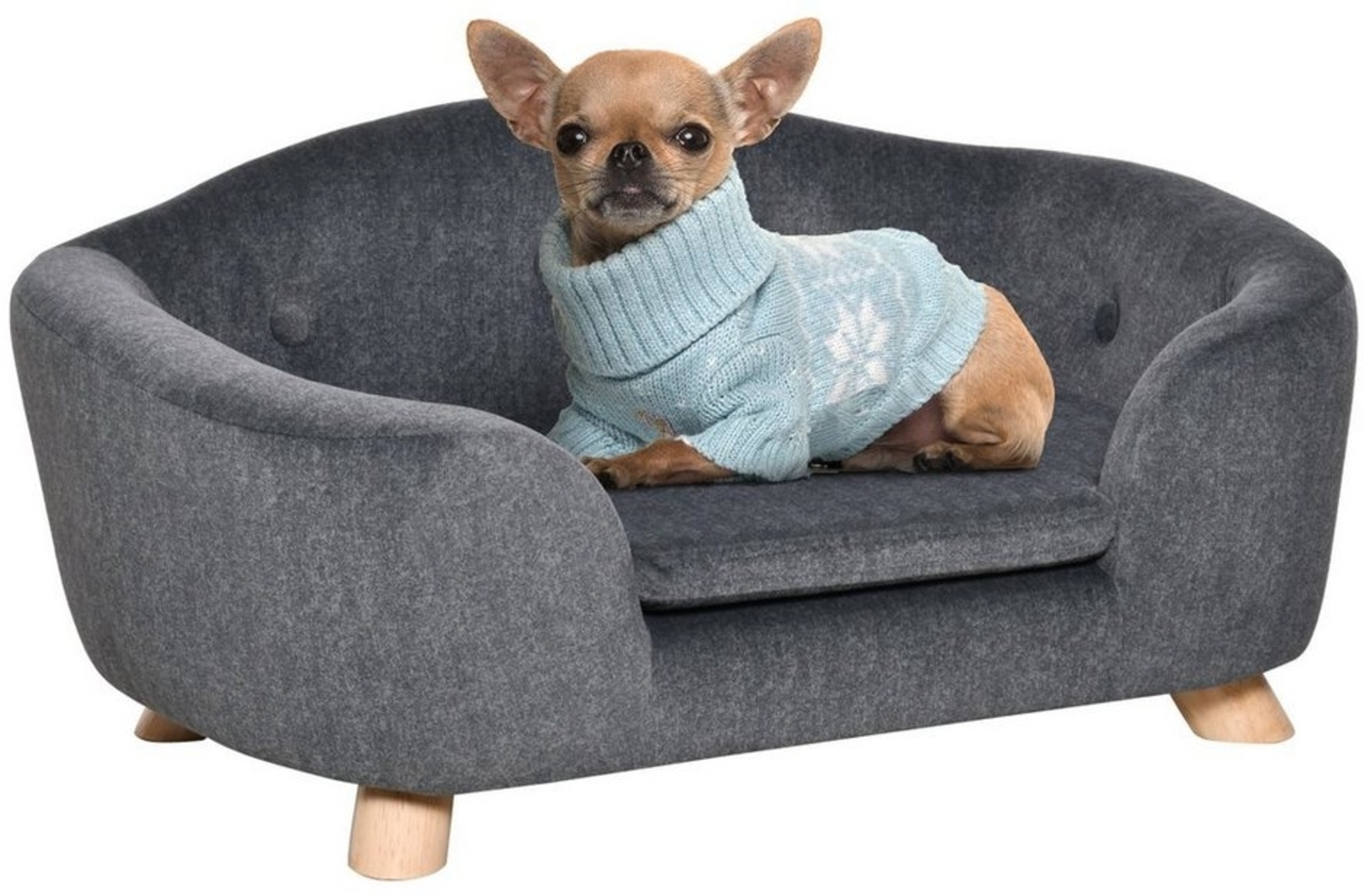 PawHut Tierbett Hundebett Hundesofa mit Kissen, Plüsch, Dunkelgrau 70 x 47 x 30 cm Bild 1