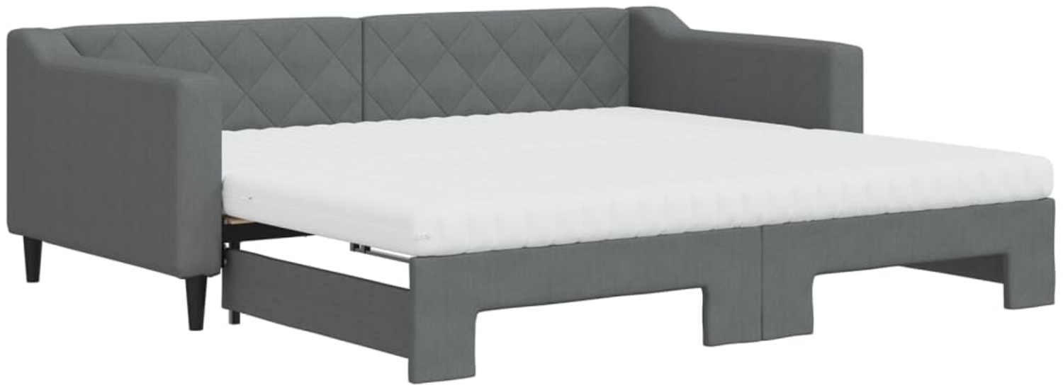 vidaXL Tagesbett Ausziehbar mit Matratzen Dunkelgrau 90x190 cm Stoff 3197455 Bild 1