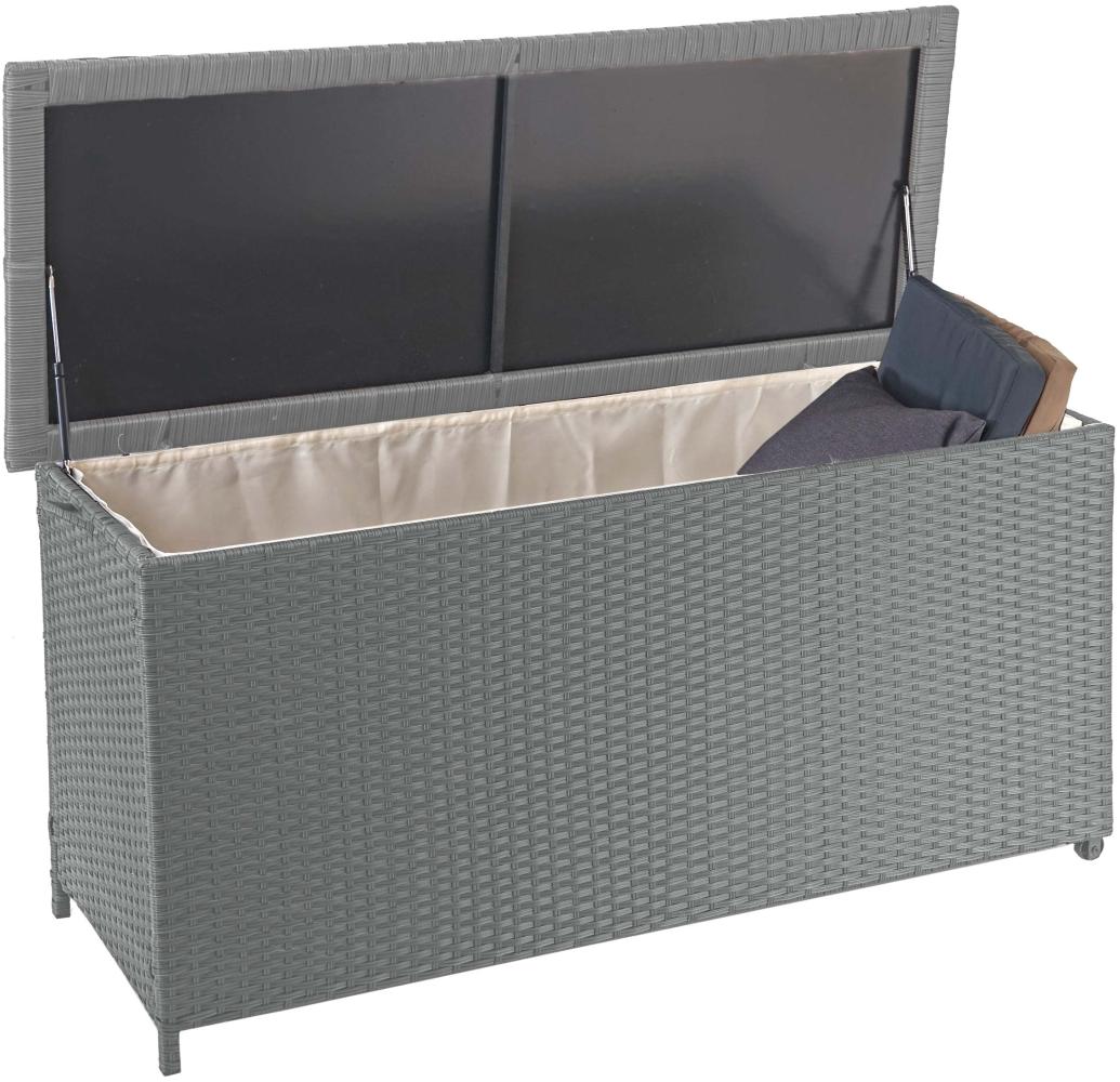 Poly-Rattan Kissenbox HWC-D88, Gartentruhe Auflagenbox Truhe ~ Premium grau, 63x135x52cm 320l Bild 1