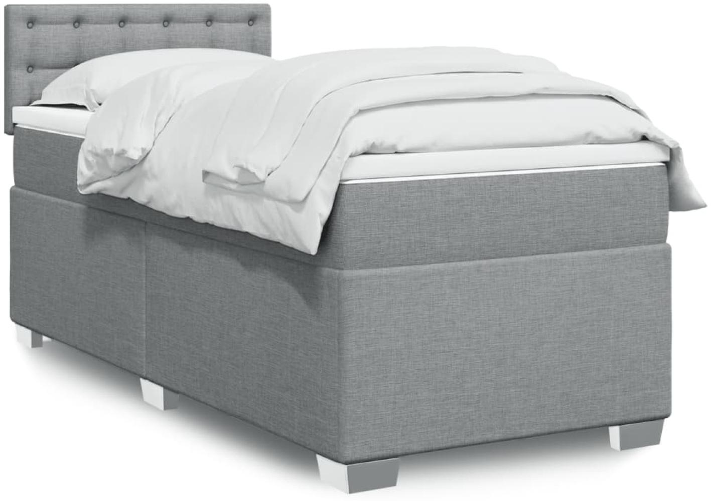 vidaXL Boxspringbett mit Matratze Hellgrau 90x190 cm Stoff 3288057 Bild 1