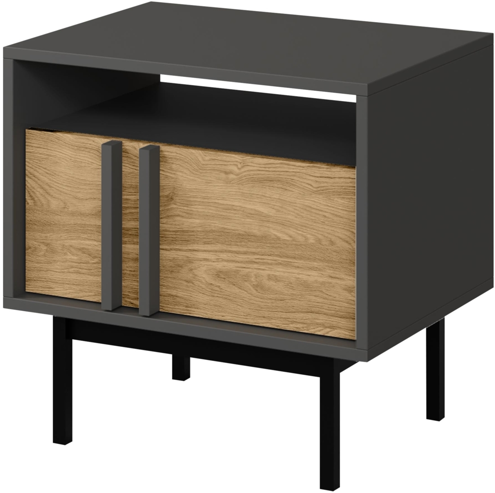 Nachttisch Agova AL13 (Farbe: Anthrazit / Geölte Eiche) Bild 1