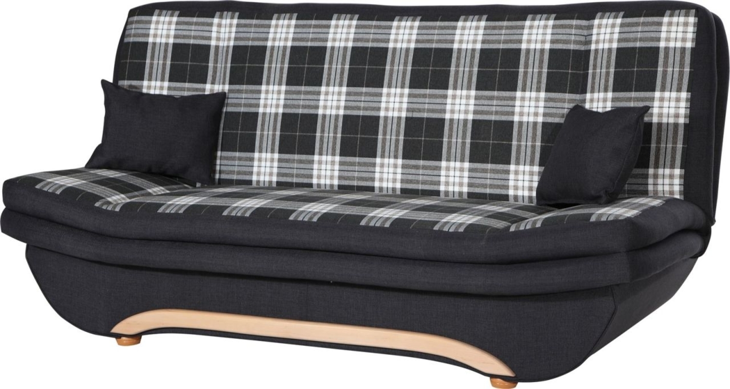 Klick-klack-Sofa Schlafsofa GIANA in Stoff Dunkelgrau-Karo Bild 1