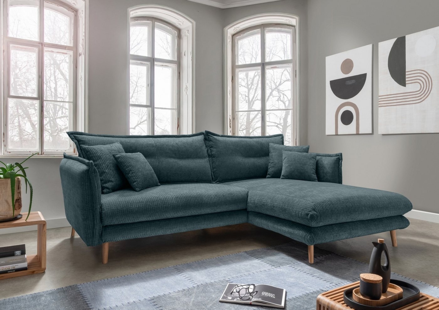 INOSIGN Ecksofa Lazio, zwei verschiedene Fußfarben wählbar Bild 1