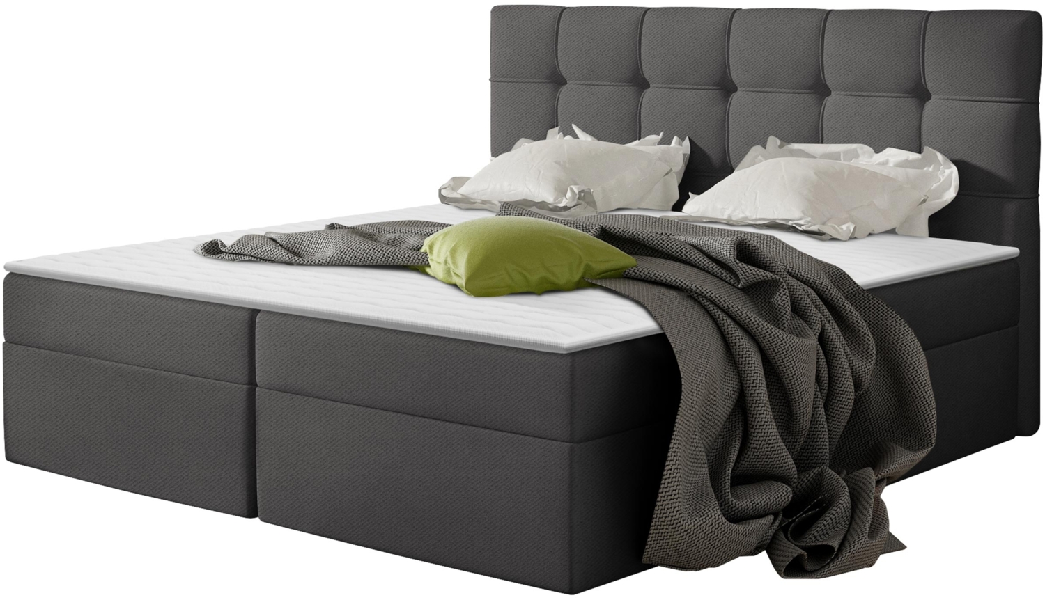 Boxspringbett Felipe, Dunkelgrau, 140 x 200 cm Bild 1