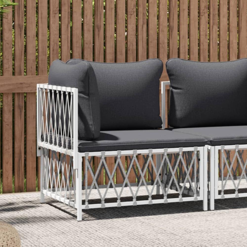 vidaXL Garten-Ecksofa mit Kissen Weiß Gewebe 364138 Bild 1