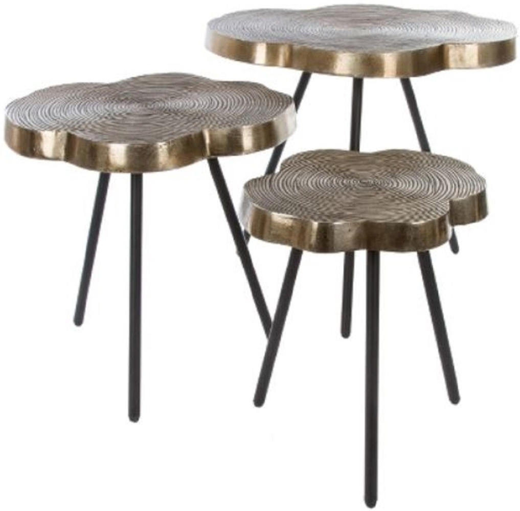 Casa Padrino Luxus Beistelltisch Set Bronze / Schwarz 57 x 50 x H. 52 cm - Metall Beistelltische im Baumscheiben Design mit aufwendigem Jahresringmuster in den Tischplatten Bild 1