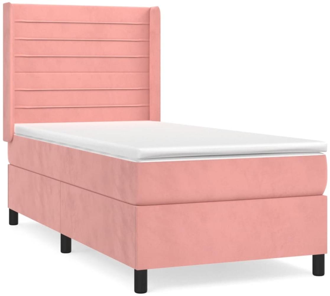 vidaXL Boxspringbett mit Matratze Rosa 100x200 cm Samt 3132728 Bild 1