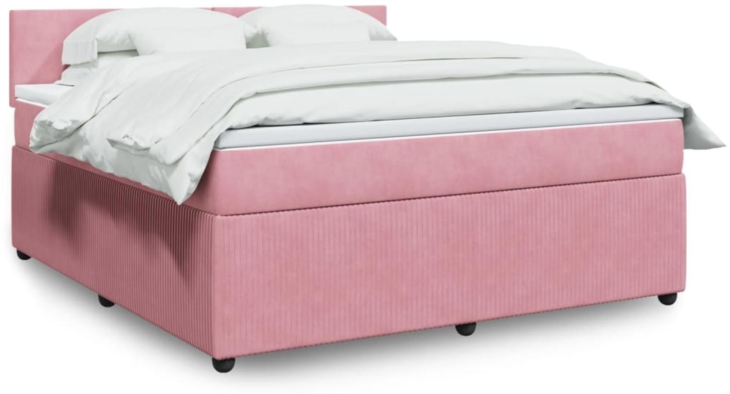 vidaXL Boxspringbett mit Matratze Rosa 180x200 cm Samt 3290105 Bild 1