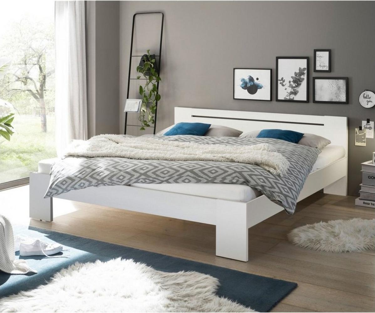 CANNES Futonbett 180 x 200 cm - Minimalistisches Doppelbett in Weiß - 185 x 71 x 204 cm (B/H/T) Bild 1