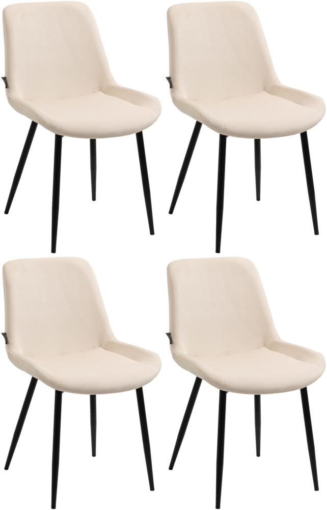 DELUKE® 4er Set Esszimmerstühle WIKIL Samt - 80x51x60cm, creme, Samt Metall matt schwarz Gestell Stühle Esszimmerstühle Stuhl Esszimmer Esstisch Stühle Küchenstuhl Bild 1