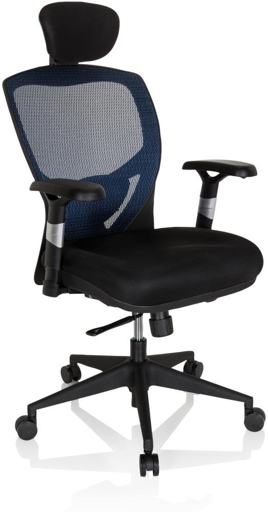 hjh OFFICE High End Bürostuhl VENUS BASE Stoff Blau/Schwarz Bild 1