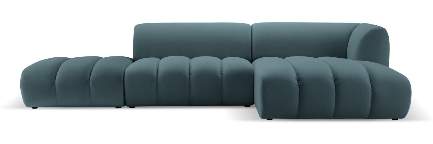 Micadoni Modulares Ecksofa offen Harry 5-Sitzer Rechts Samtstoff Pastellblau Bild 1