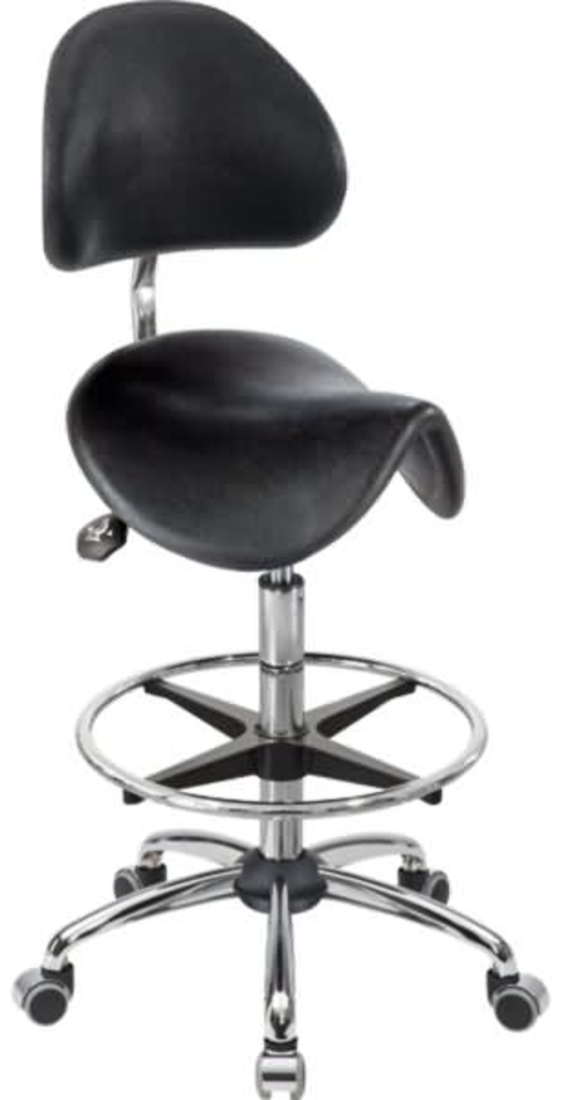 meychair Hocker 4134 A4R-MED-HR-PU-FR5 Rollen Rücken schwarz Bild 1