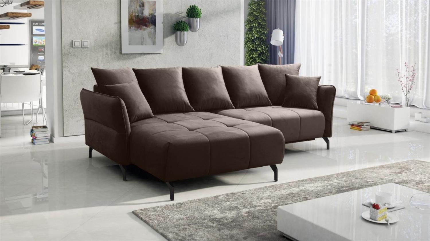 Ecksofa Schlafsofa Sofa SADIE Stoff Element Braun Ottomane Links Bild 1