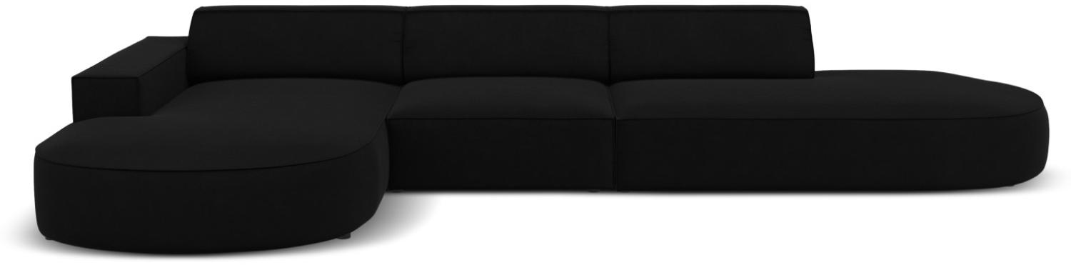 Micadoni 4-Sitzer Samtstoff Ecke links Sofa Jodie | Bezug Black | Beinfarbe Black Plastic Bild 1