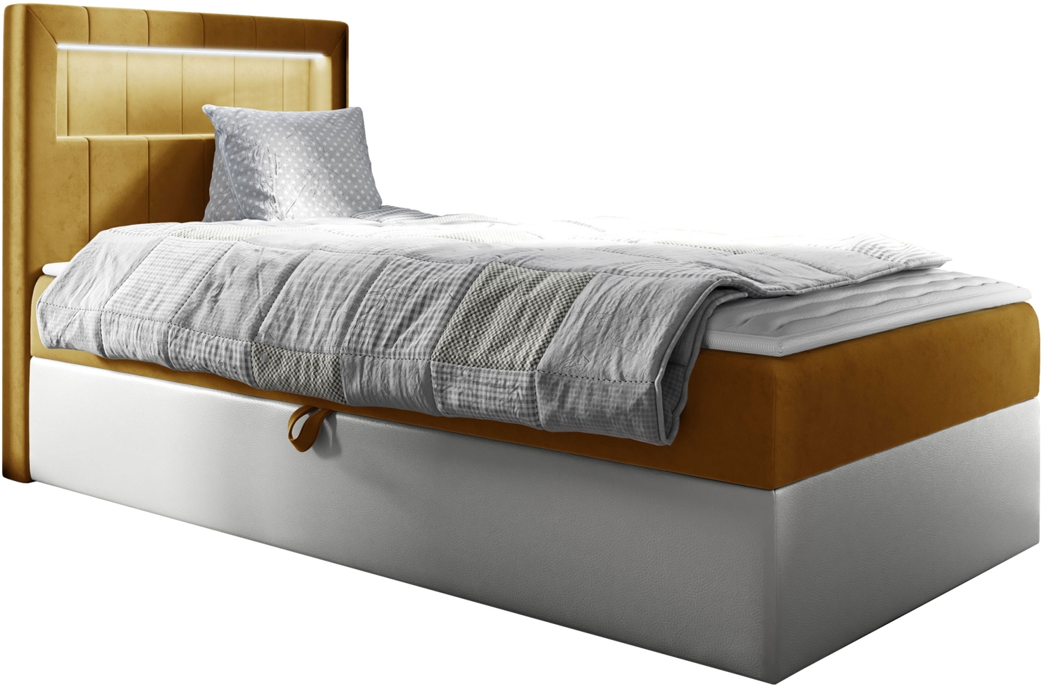 Boxspringbett 'Gladino Junior 1' gelb 80 x 200 cm Links Bild 1