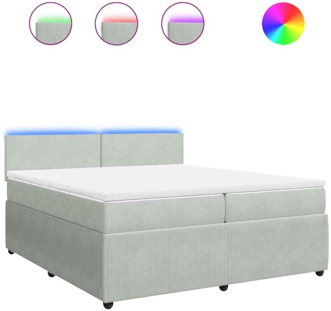 vidaXL Boxspringbett mit Matratze Hellgrau 200x200 cm Samt 3290124 Bild 1