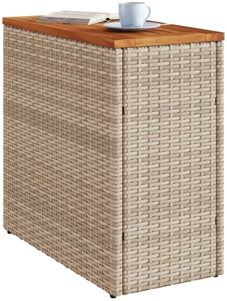 vidaXL Garten-Beistelltisch Holzplatte Beige 58x27,5x55 cm Poly Rattan 366072 Bild 1