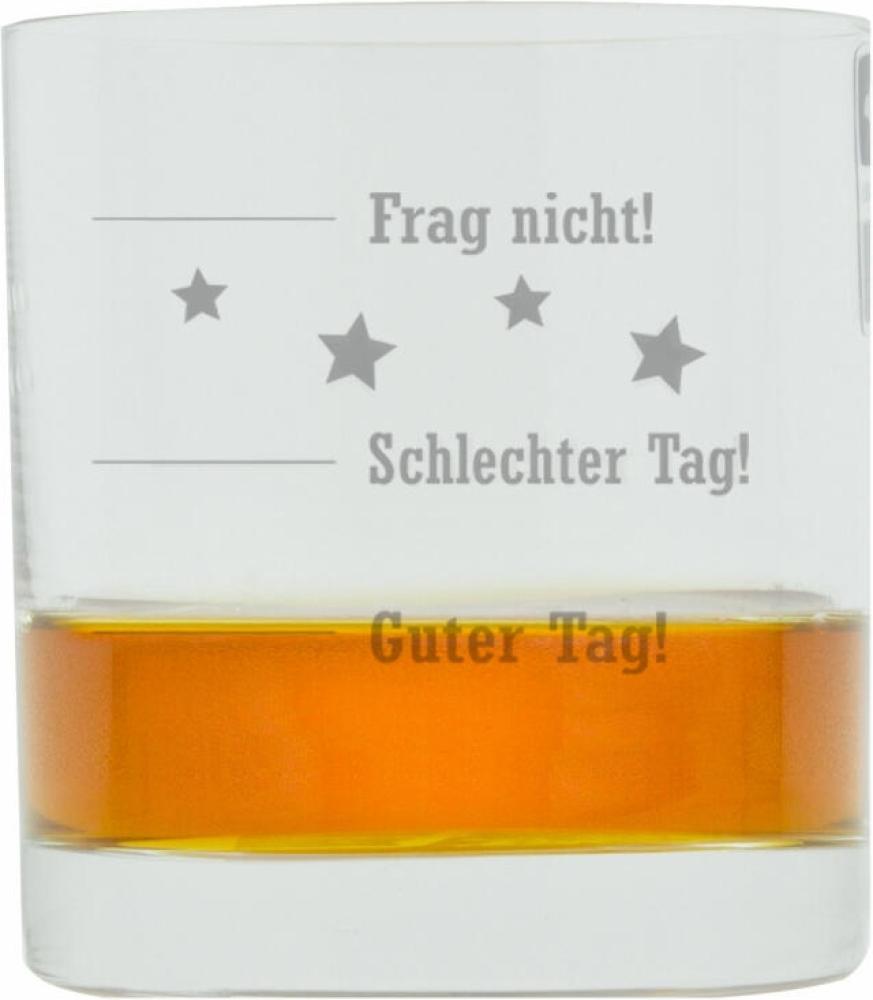 Leonardo Whiskybecher, Guter Tag!, Schlechter Tag!, Frag Nicht!, Tumbler, Geschenk Stimmungsglas mit lustiger Gravur, Glas, 190 ml Bild 1