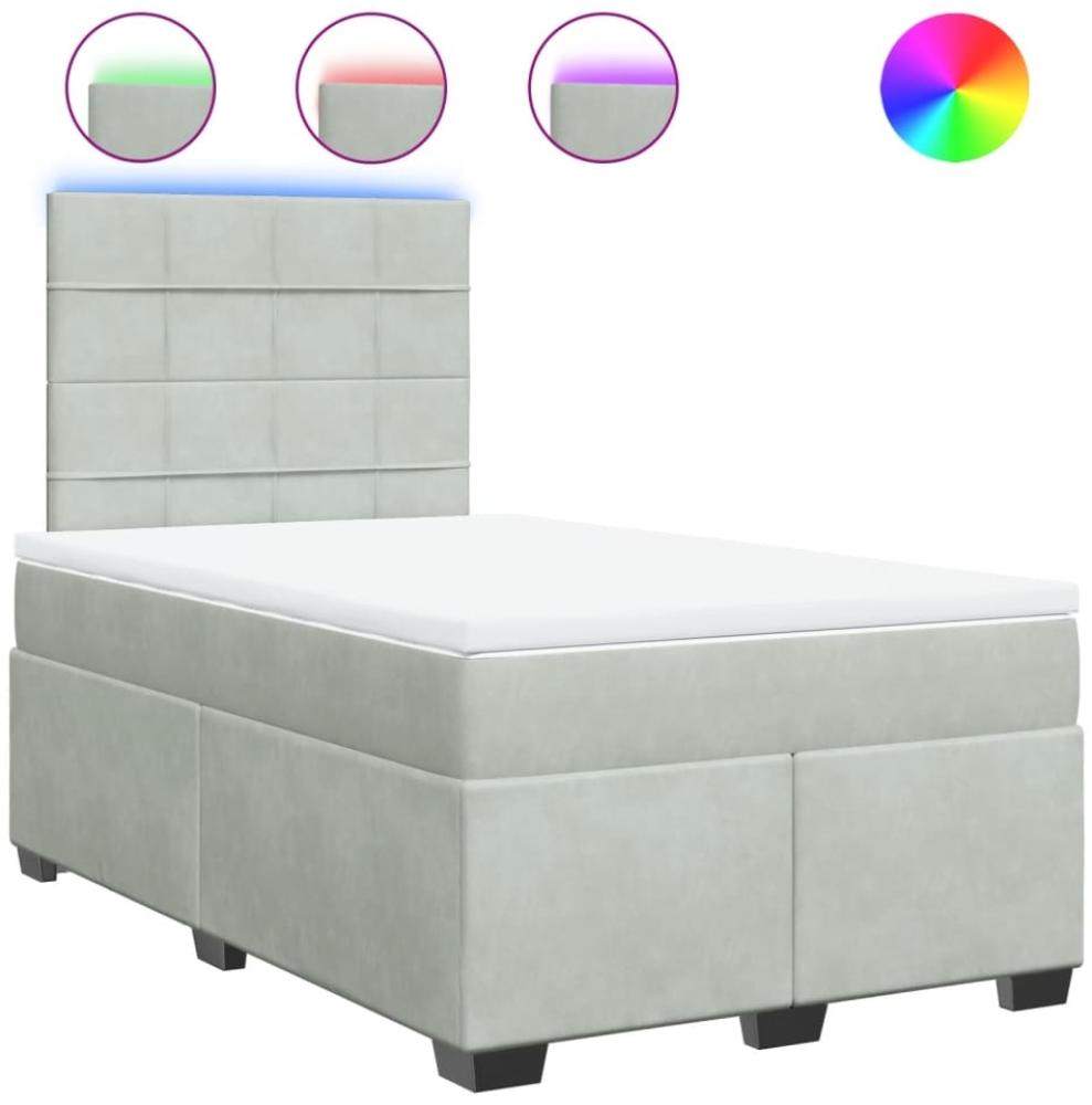 vidaXL Boxspringbett mit Matratze Hellgrau 120x200 cm Samt 3293182 Bild 1