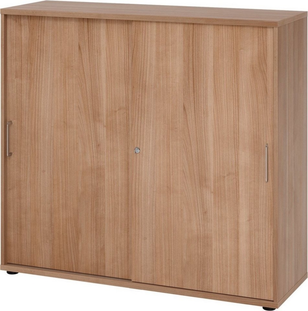bümö Aktenschrank Schiebetürenschrank office - 3 Ordnerhöhen Dekor: Nussbaum - Griffe: Bügelgriff (Metall) Bild 1