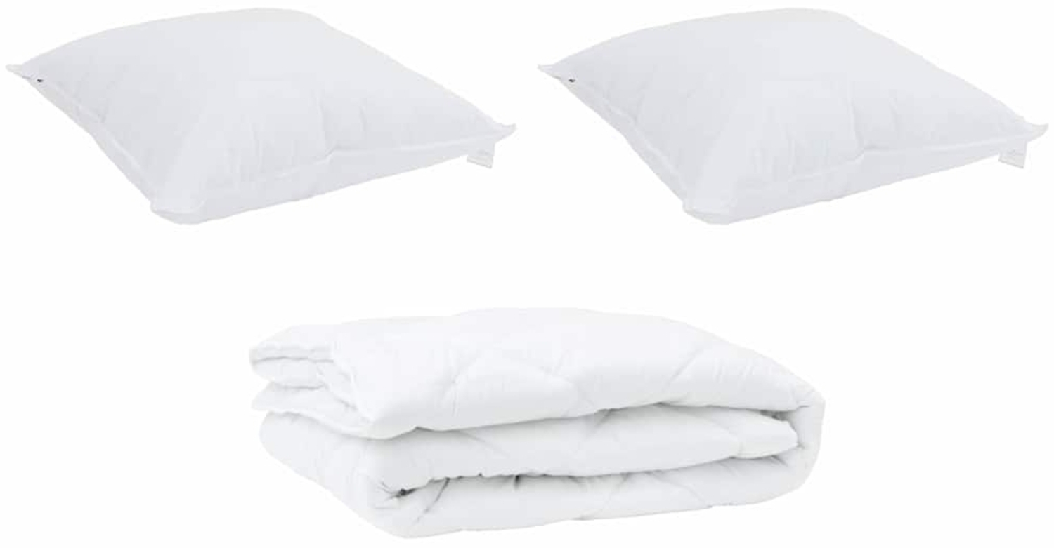 vidaXL Bettdecke mit Kissen 3 pcs Weiß Mikrofaser 3377501 Bild 1