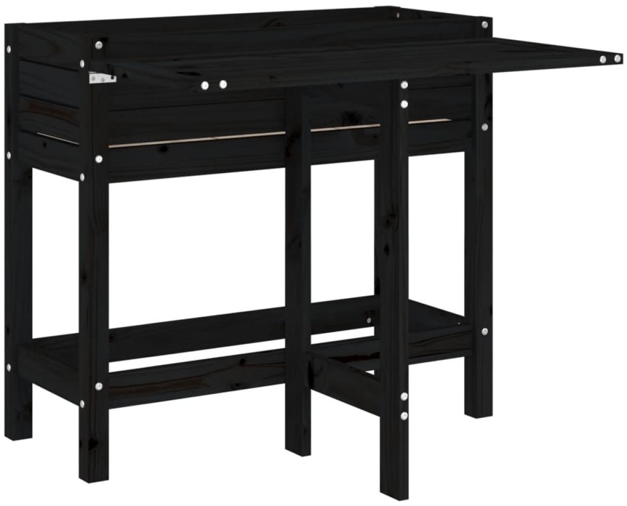 vidaXL Pflanzkasten mit Klappbarer Tischplatte Schwarz Massivholz 825125 Bild 1