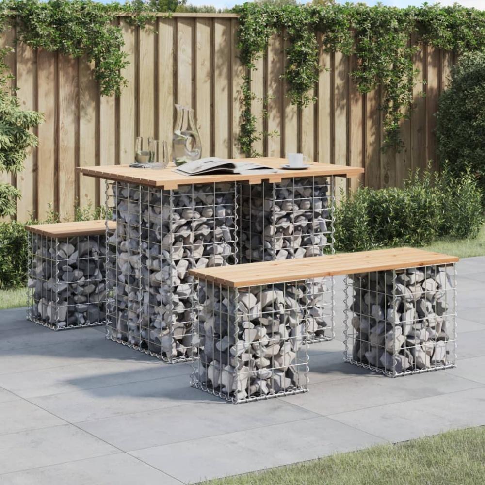 vidaXL Gartenbank aus Gabionen 100x70x72 cm Massivholz Kiefer 834362 Bild 1