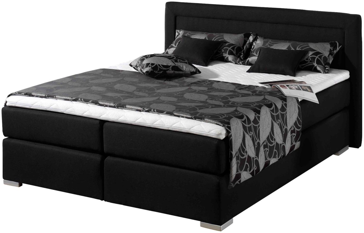 Maintal Boxspringbett Mambo, 160 x 200 cm, Strukturstoff, Bonellfederkern Matratze H2, schwarz Bild 1