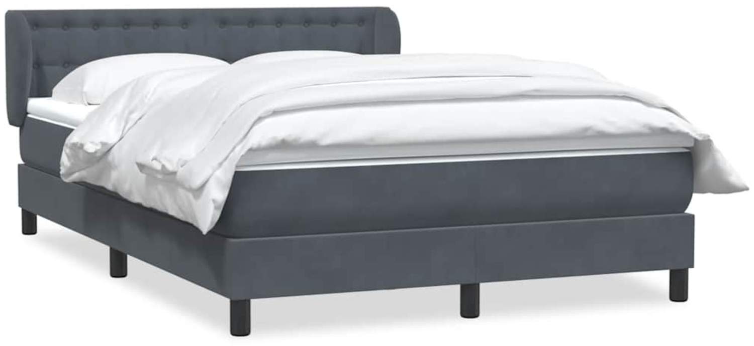 vidaXL Boxspringbett mit Matratze Dunkelgrau 140x210 cm Samt 3317860 Bild 1