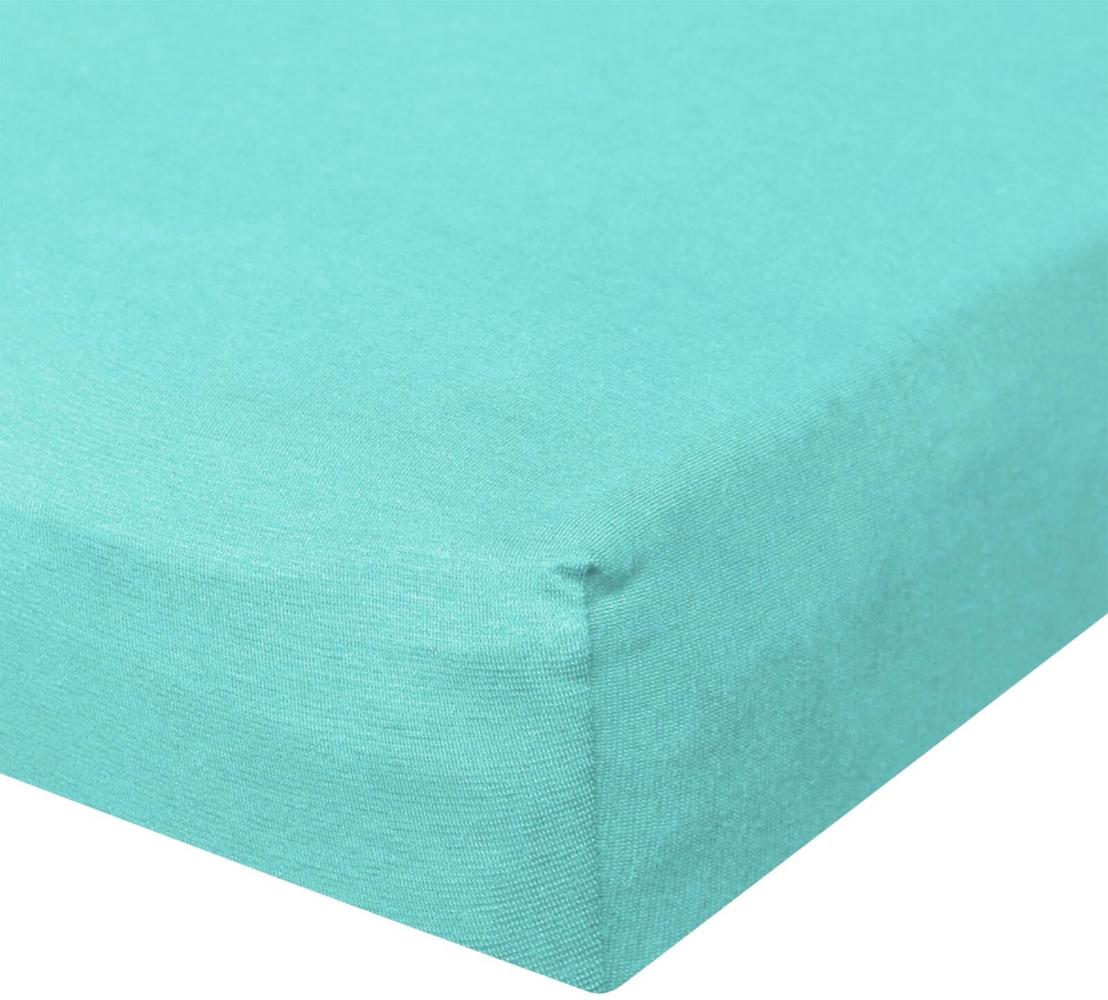 BettwarenShop Jersey Spannbetttuch Ultra-Stretch|90x200 - 100x220 cm| eisblau Bild 1