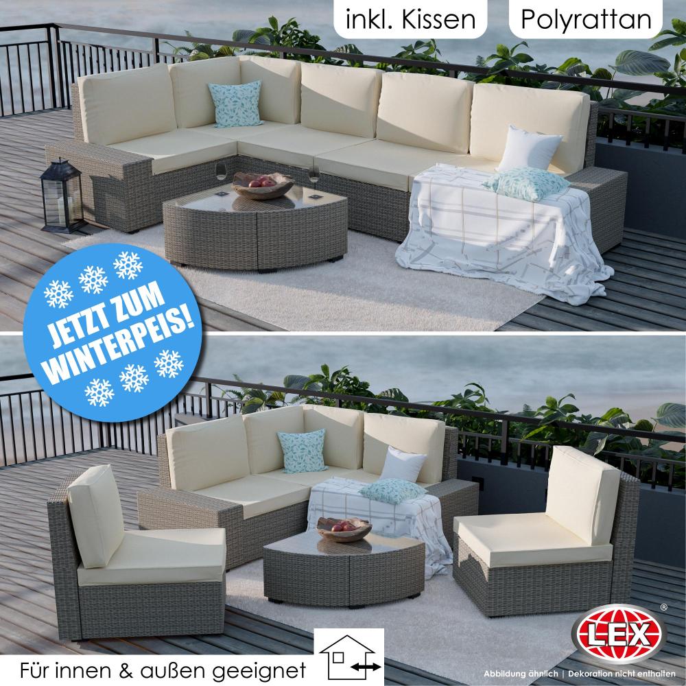 XXL Polyrattan Lounge Set 6tlg. Gartenlounge Sitzgruppe Ecklounge Indoor Outdoor Bild 1